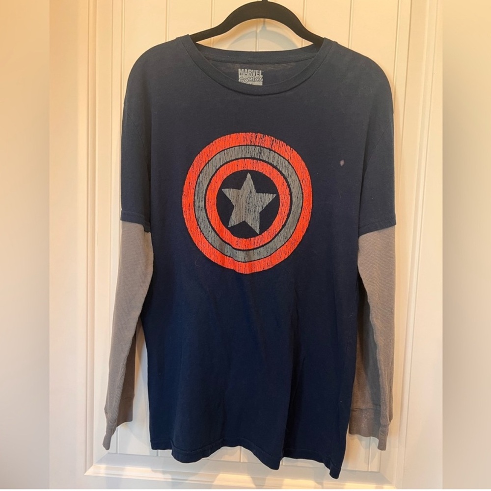 MAD Engine Marvel & Captain America Shield Tshirts, Both Medium Thrashed - Picture 10 of 15